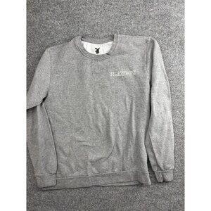 Playboy Sweatshirt Mens Large Gray Crewneck Pullover Fleece Graphic Logo